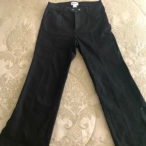 Barely worn, black wide-led jeans